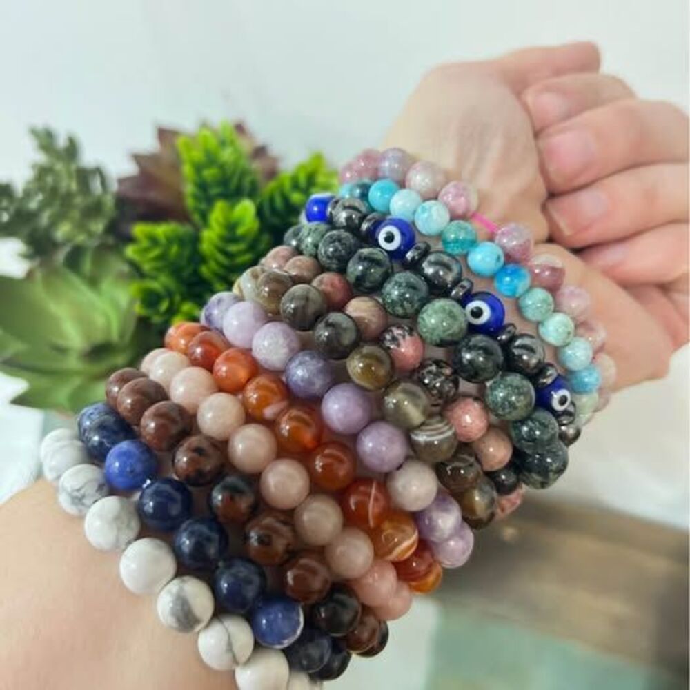 Crystal Bracelet Collection Mineral Bracelets 12 in Total 8mm & 6mm - Picture 2 of 6